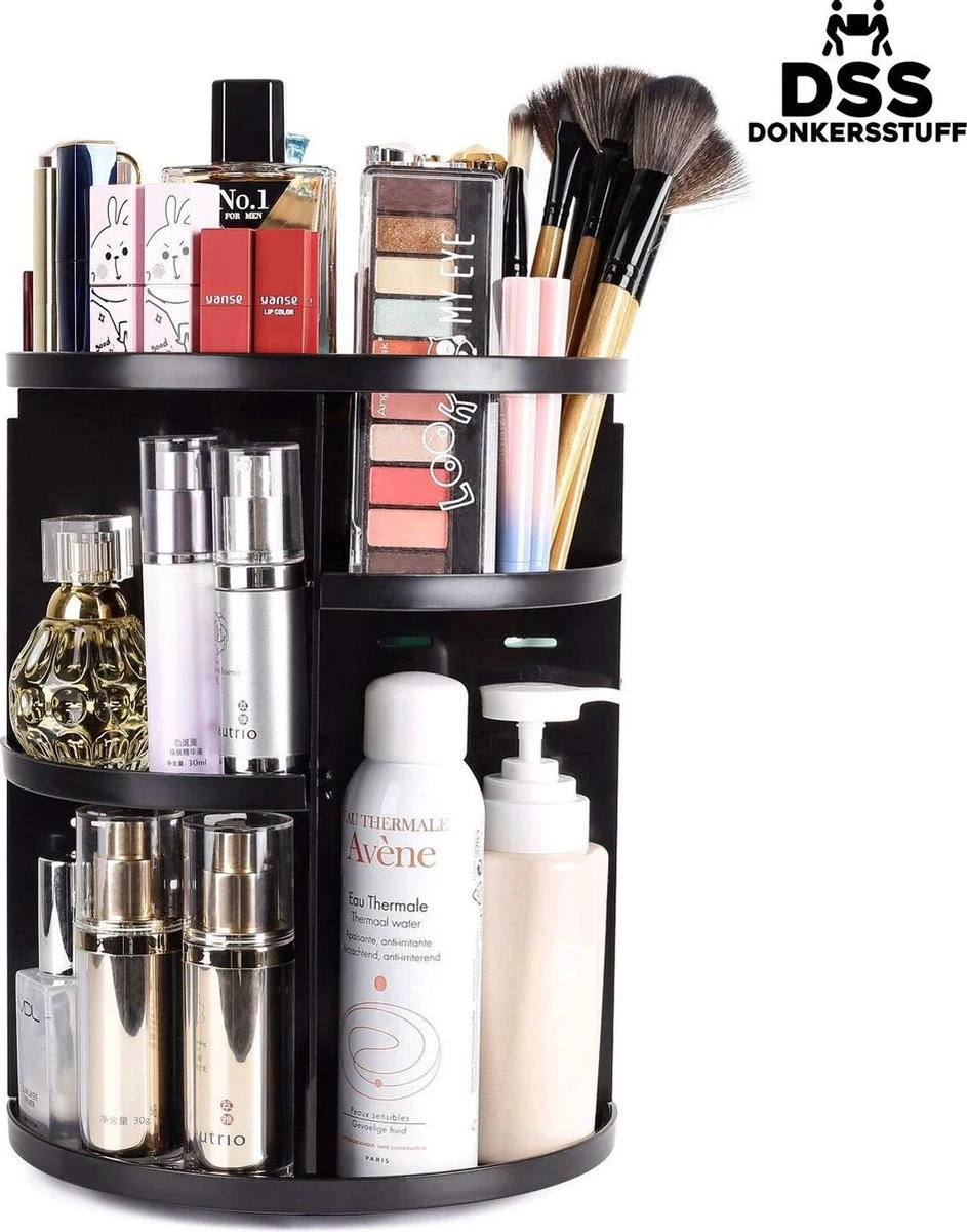 ESSIBLE Make-Up Organizer - 360° Roterend - Opbergbox - Opbergdoos Cosmetica - Sieradendoos - Nagellak - Lippenstift - Zwart 1 ESSIBLE Make-Up Organizer - 360° Roterend - Opbergbox - Opbergdoos Cosmetica - Sieradendoos - Nagellak - Lippenstift - Zwart