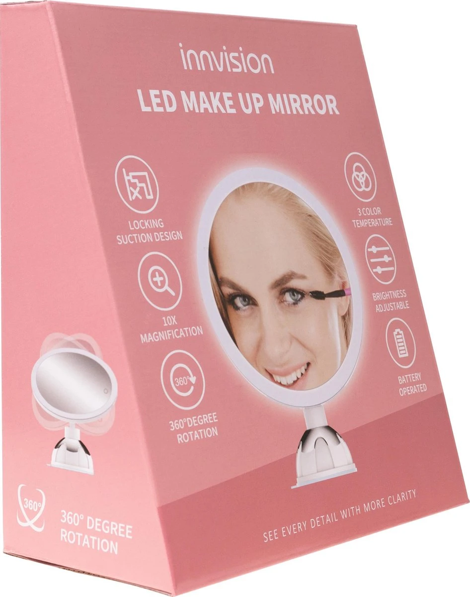 Innovision Make Up Spiegel Met Verlichting En Zuignap - 360° Verstelbaar - 10x Vergroot 10 Innovision Make Up Spiegel Met Verlichting En Zuignap - 360° Verstelbaar - 10x Vergroot - Afbeelding 10
