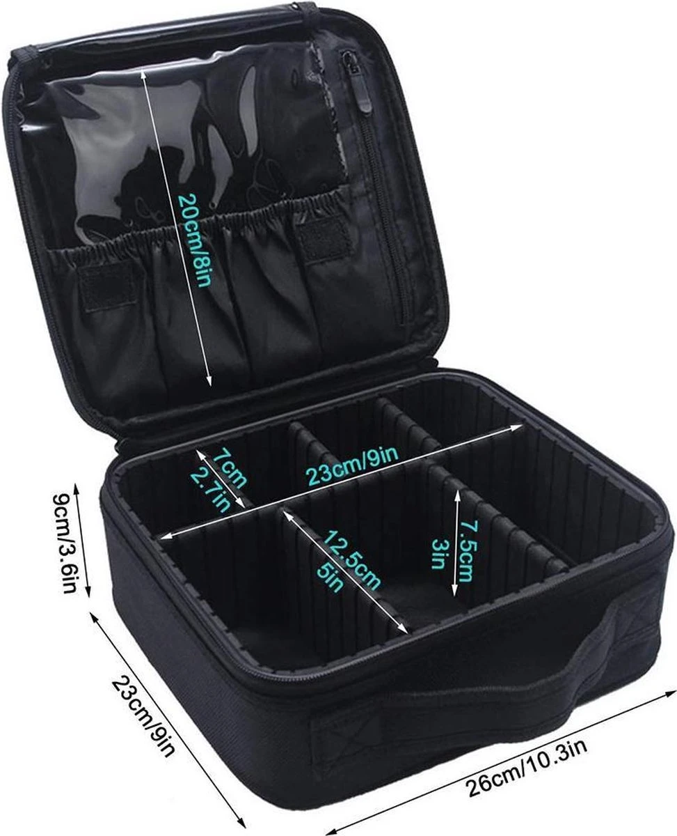 Cosmetica Koffer - Make-up Koffer Met Verstelbare Vakken - Visagie En Nagelstyliste Beauty Koffer - 26x23x9CM 15 Cosmetica Koffer - Make-up Koffer Met Verstelbare Vakken - Visagie En Nagelstyliste Beauty Koffer - 26x23x9CM - Afbeelding 15