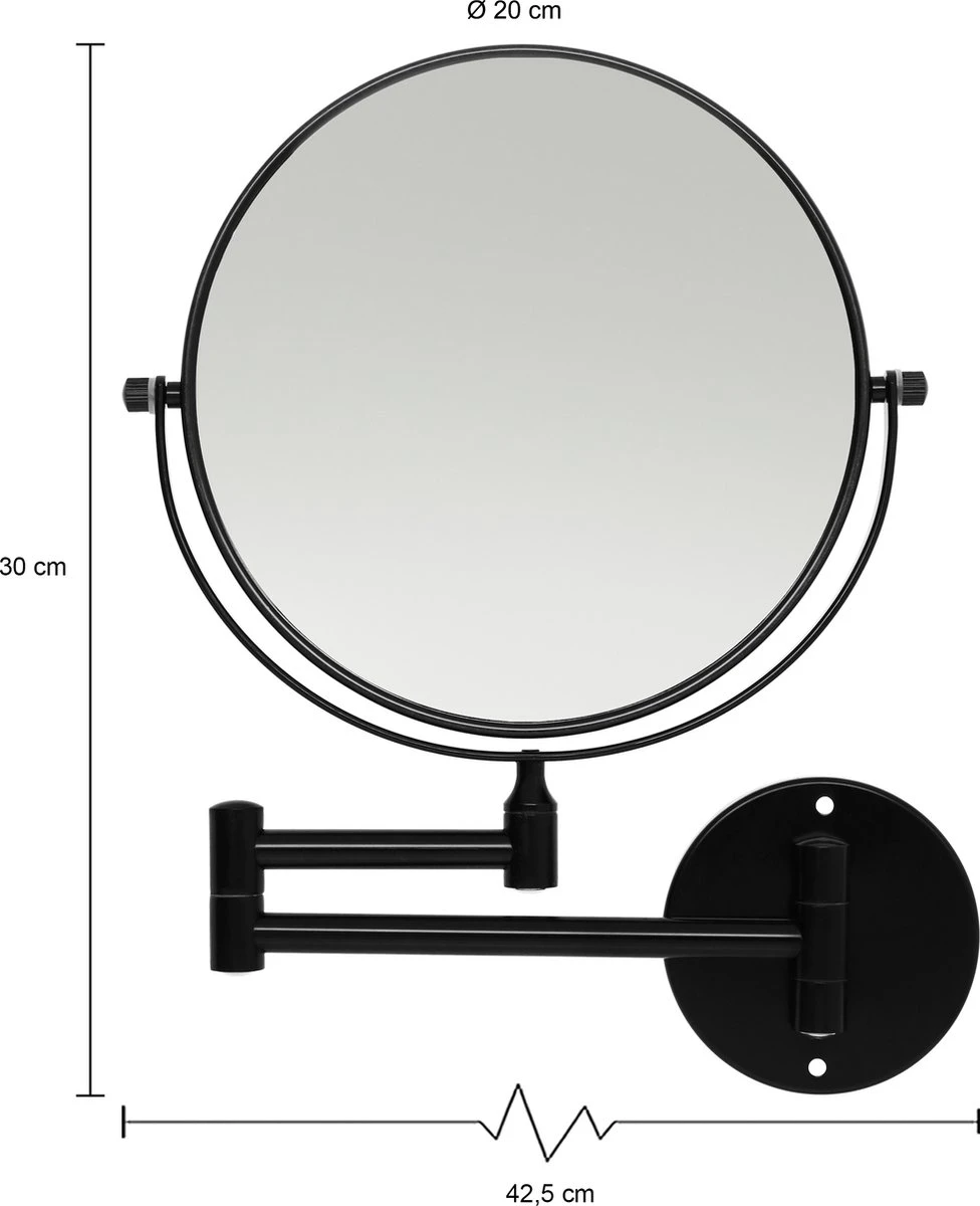 LYVION Make-up Spiegel - Scheerspiegel - Vergrootspiegel - 2 Spiegels - Voor Aan De Wand - Uitklapbaar - Verstelbaar - Cosmeticaspiegel - Dubbelzijdig - RVS - Zwart 2 LYVION Make-up Spiegel - Scheerspiegel - Vergrootspiegel - 2 Spiegels - Voor Aan De Wand - Uitklapbaar - Verstelbaar - Cosmeticaspiegel - Dubbelzijdig - RVS - Zwart - Afbeelding 2