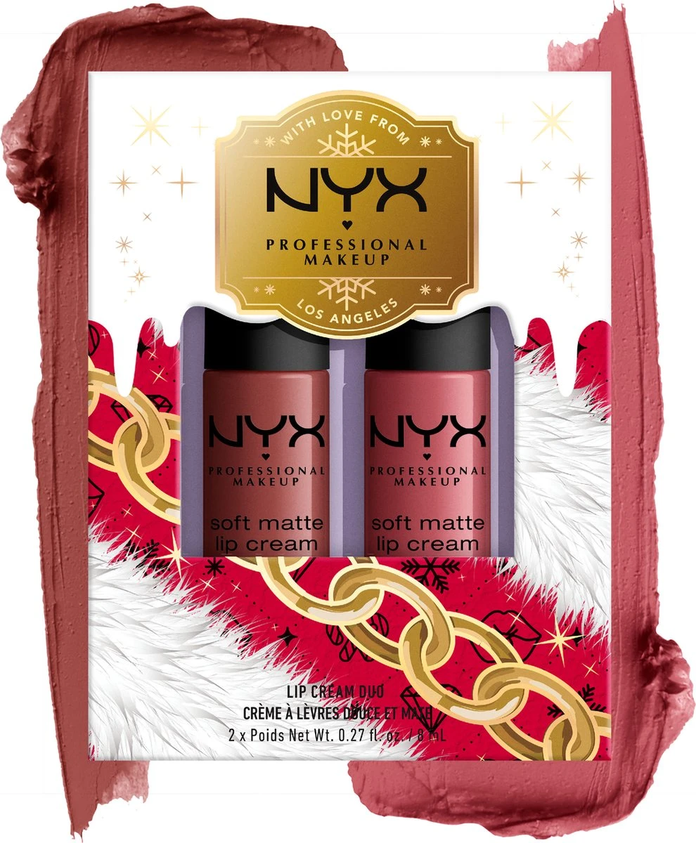 NYX Professional Makeup - Holidays 2022 Mrs Claus - Soft Matte Lip Cream Duo 02 - Roze 4 NYX Professional Makeup - Holidays 2022 Mrs Claus - Soft Matte Lip Cream Duo 02 - Roze - Afbeelding 4