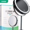 Personal Care Make Up Spiegel Met LED Verlichting - 10x Vergroting – Scheerspiegel - 3 Lichtstanden - Oplaadbaar - Zwart